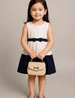 Classic Navy Bow A-Line Dress