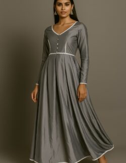 Charcoal Grey Flared Anarkali Kurta