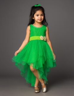 Emerald Blossom High-Low Party Dress for Girls
