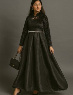 Elegant Black Textured Gown