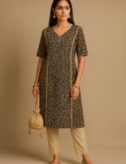 Noir Bloom Straight Kurti