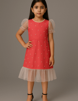 Coral Pearl Tulle Dress