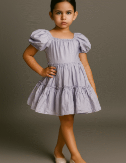 Lilac Bloom Puff-Sleeve Dress