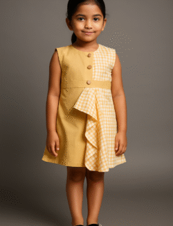 Yellow Gingham Ruffle Kids Dress