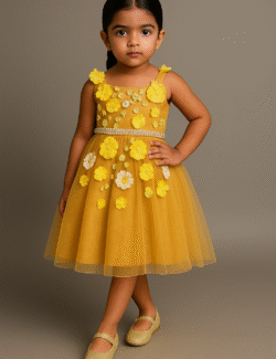 Sunshine Bloom Embroidered Tulle Frock