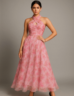 Blush Bloom Halter Maxi Dress