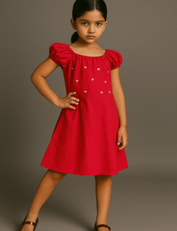 Cherry Blossom Puff-Sleeve Dress