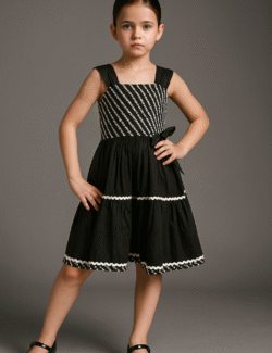 Midnight Grace Tiered Cotton Dress