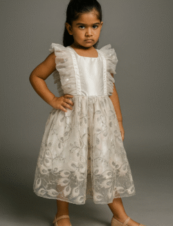 Ivory Petal Embroidered Dress