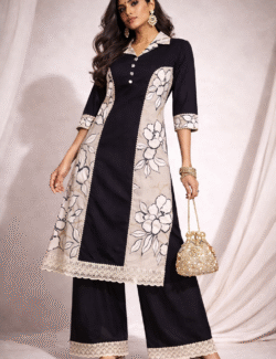Midnight Bloom Printed Kurti