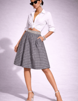 Classic Checkered Knee-Length Skirt