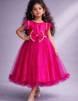 Fuchsia Pearl Bow Party Dress