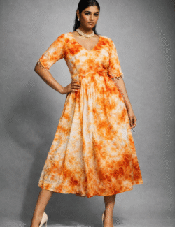 Amber Bloom Tie-Dye Midi Dress