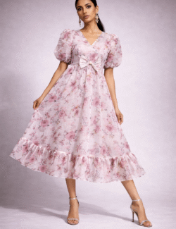 Rose Garden Bow Midi Dress