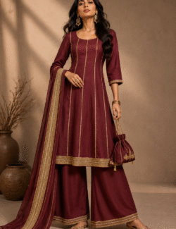 Royal Maroon Palazzo Suit Set