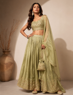 Sage Bloom Embroidered Lehenga Set