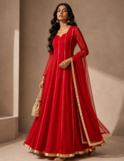 Ruby Red Grace Anarkali Set