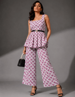 Blush Bloom Peplum Co-Ord Set